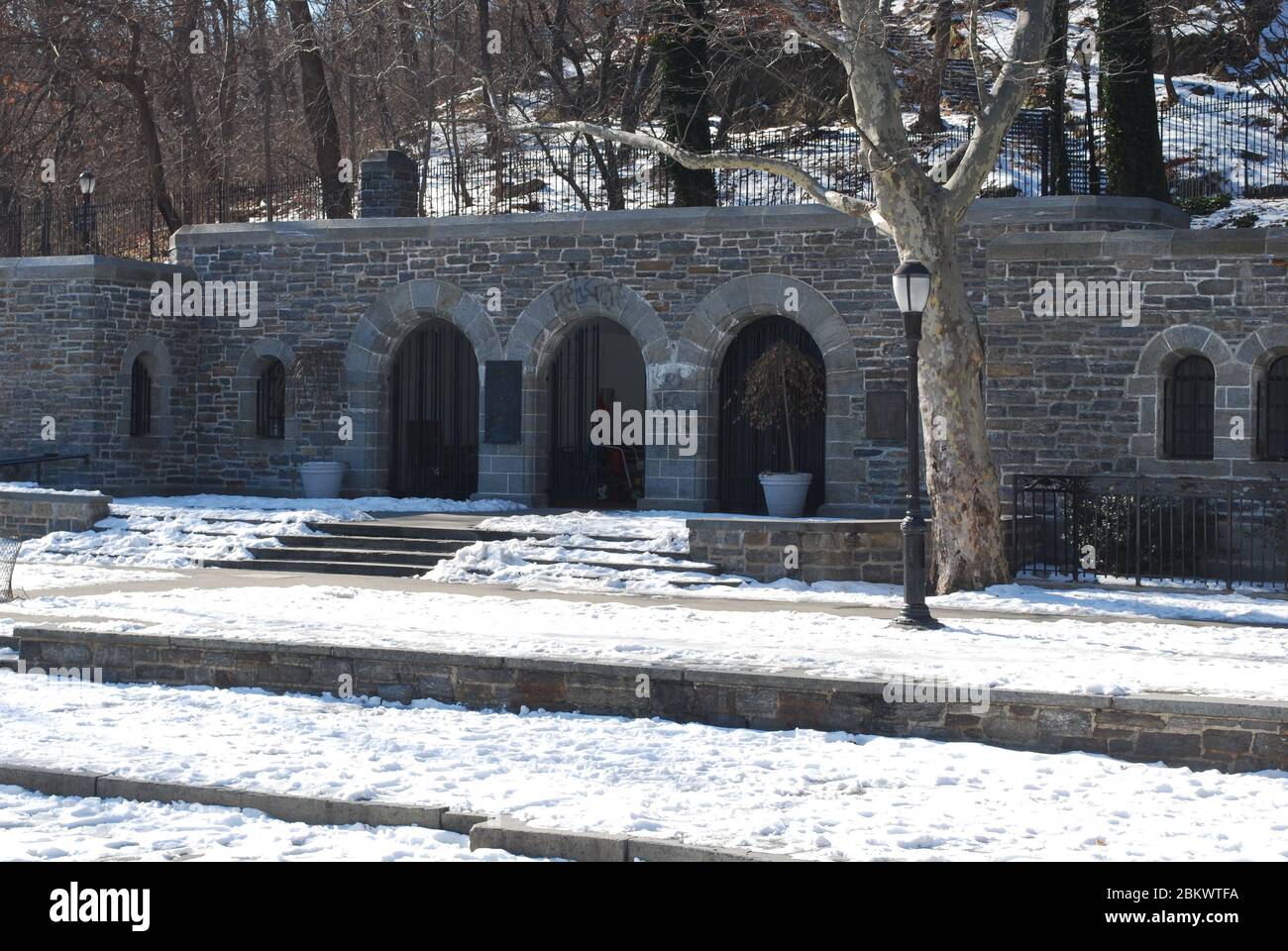 Public Space Recreation Fortification Architecture Fort Tryon Park, Riverside, Broadway, New York, NY 10040 United States designed by Olmsted Brothers Stock Photo
