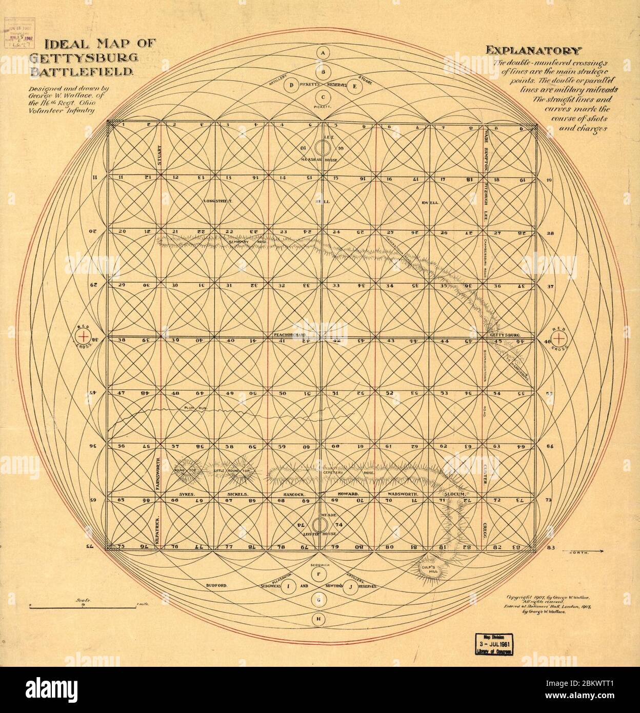 Ideal map of Gettysburg battlefield - Ideal Map Of Gettysburg Battlefield 2BKWTT1 