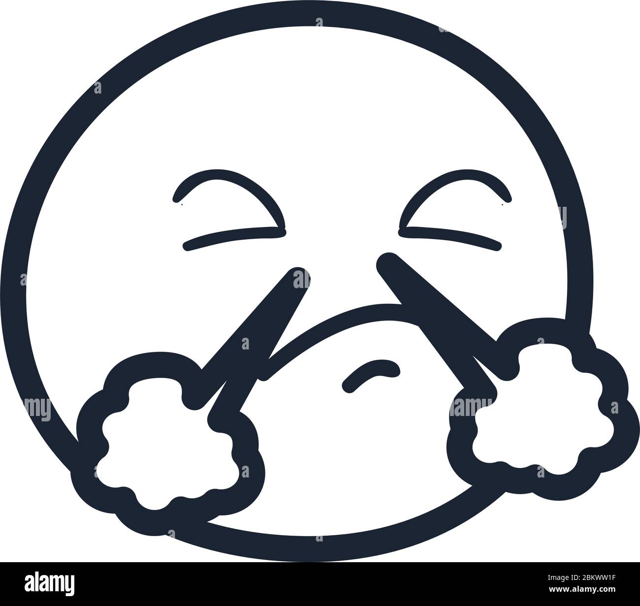 triumph emoji face line style icon design, Cartoon expression emoticon ...