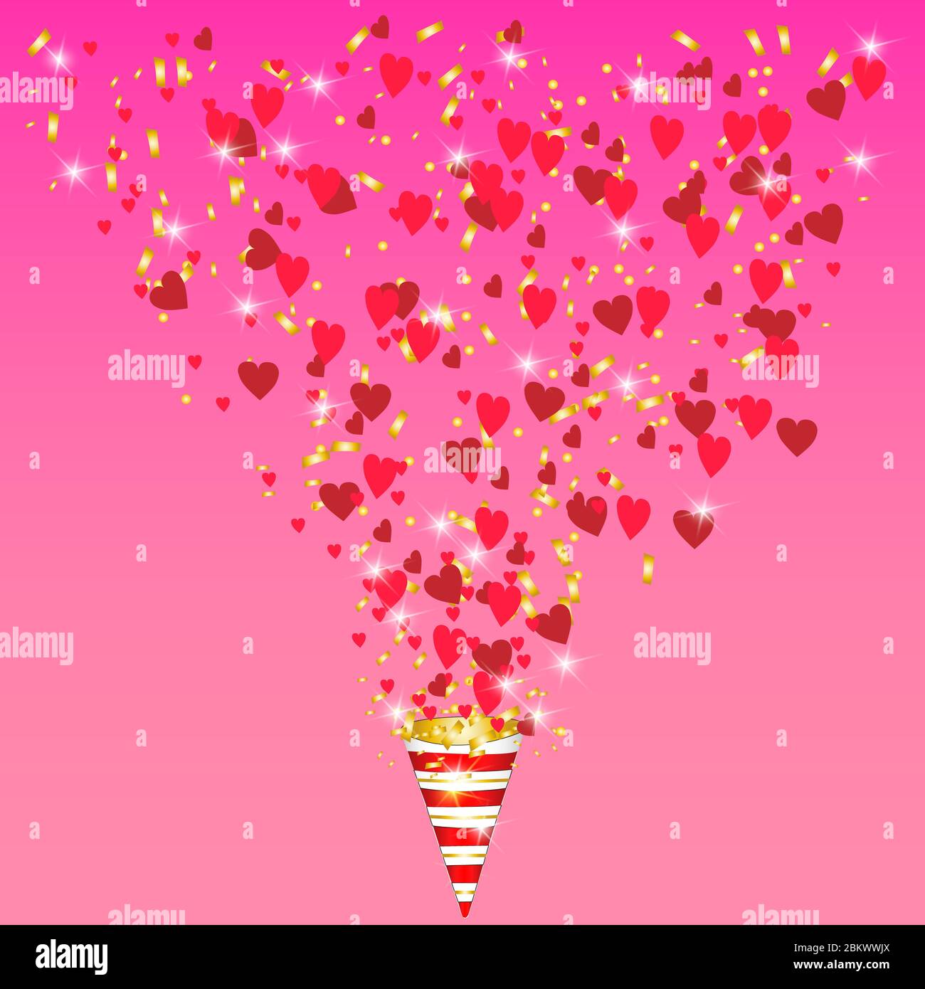 Valentines day background with Heart Shaped Balloons and golden ...