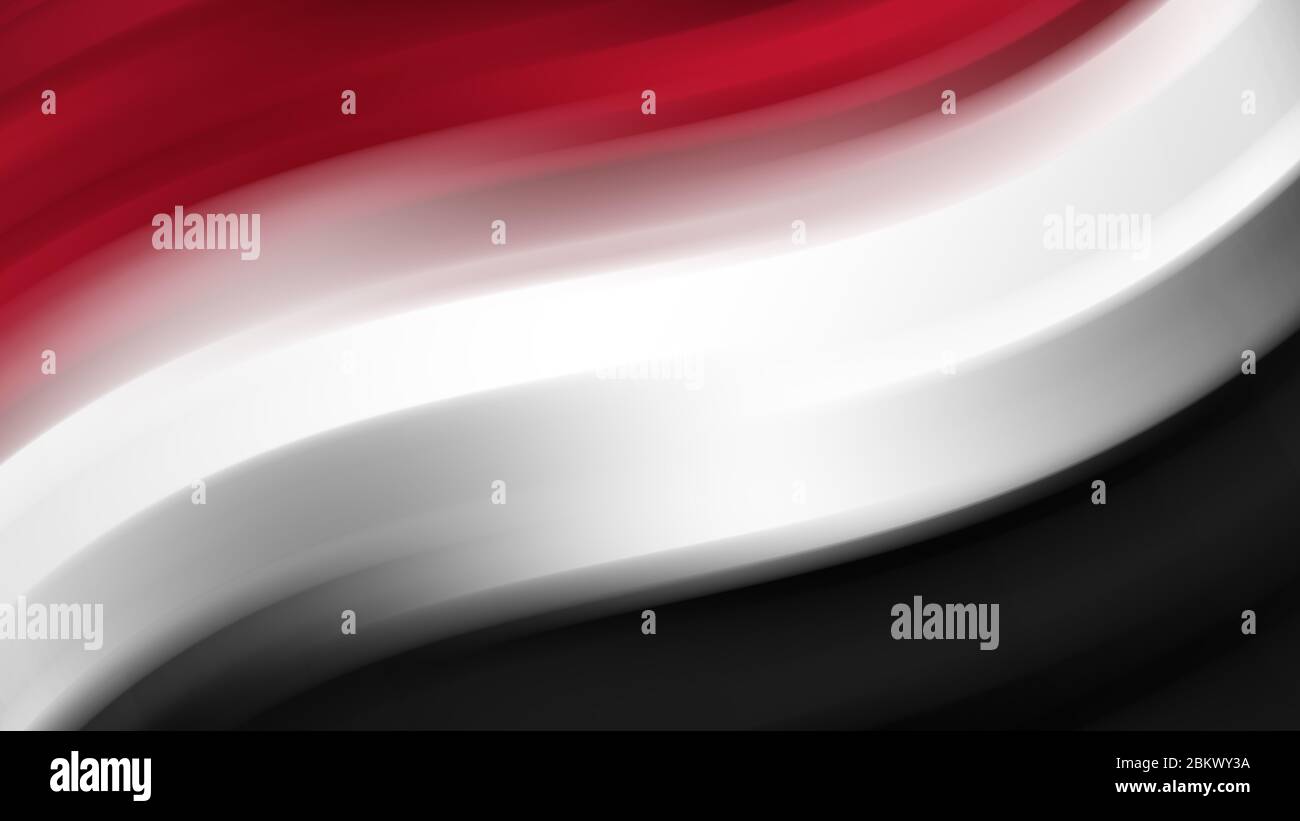 Abstract Yemen national flag. Flag of Yemen. Background Stock Photo