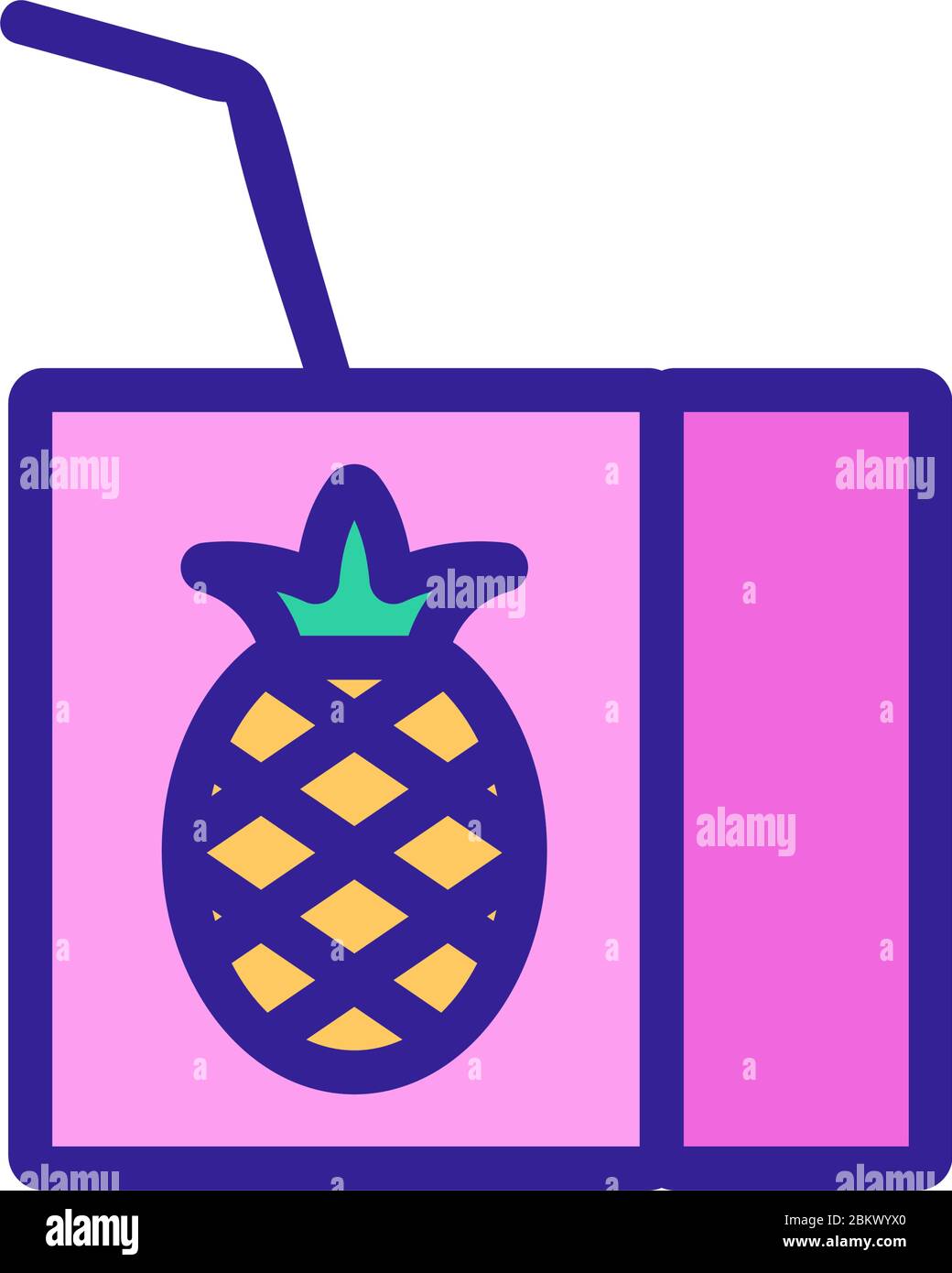 slice ring and pineapple icon vector outline illustration Stock Vector