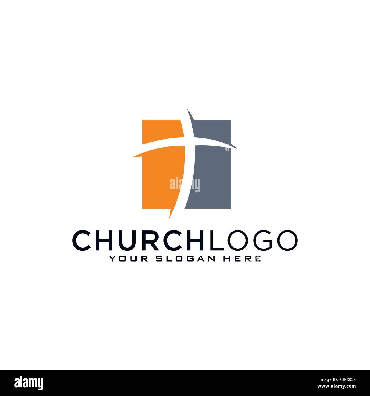 Church logo. Christian symbols. The Cross of Jesus, the fire of the Holy Spirit and the dove. Stock Vector