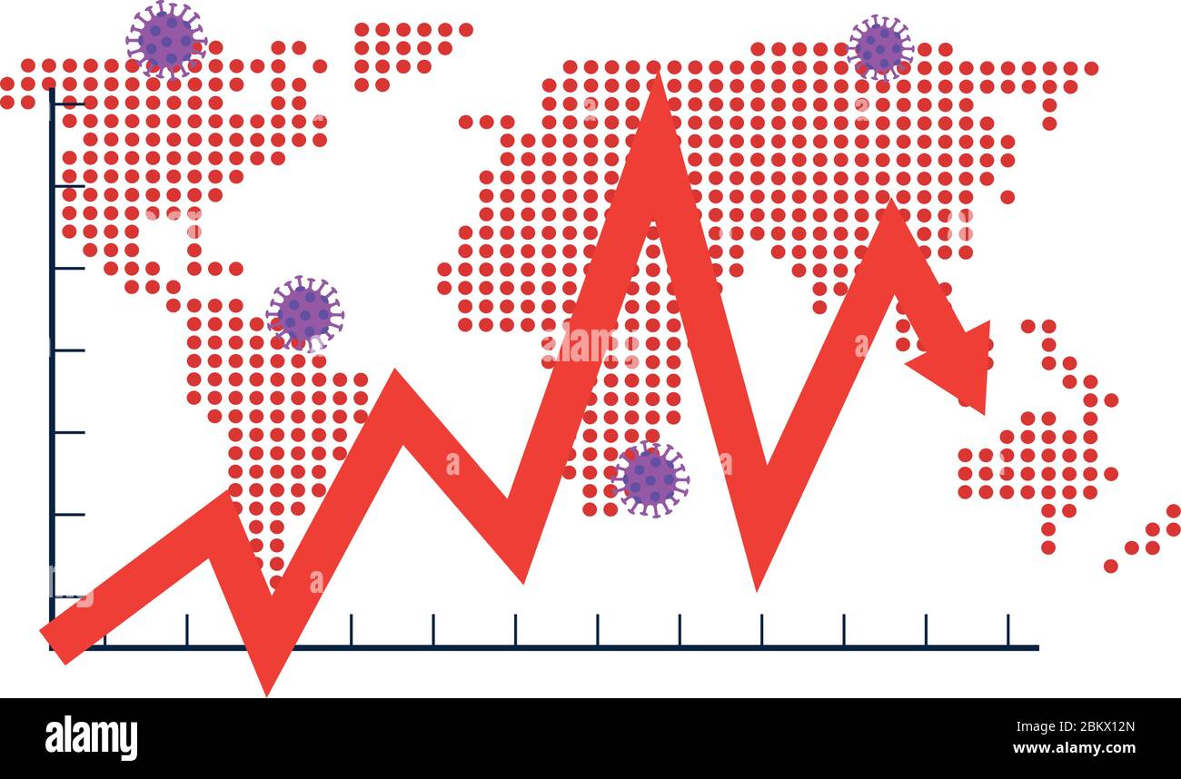 earth map with covid19 particles and statistics arrow Stock Vector ...
