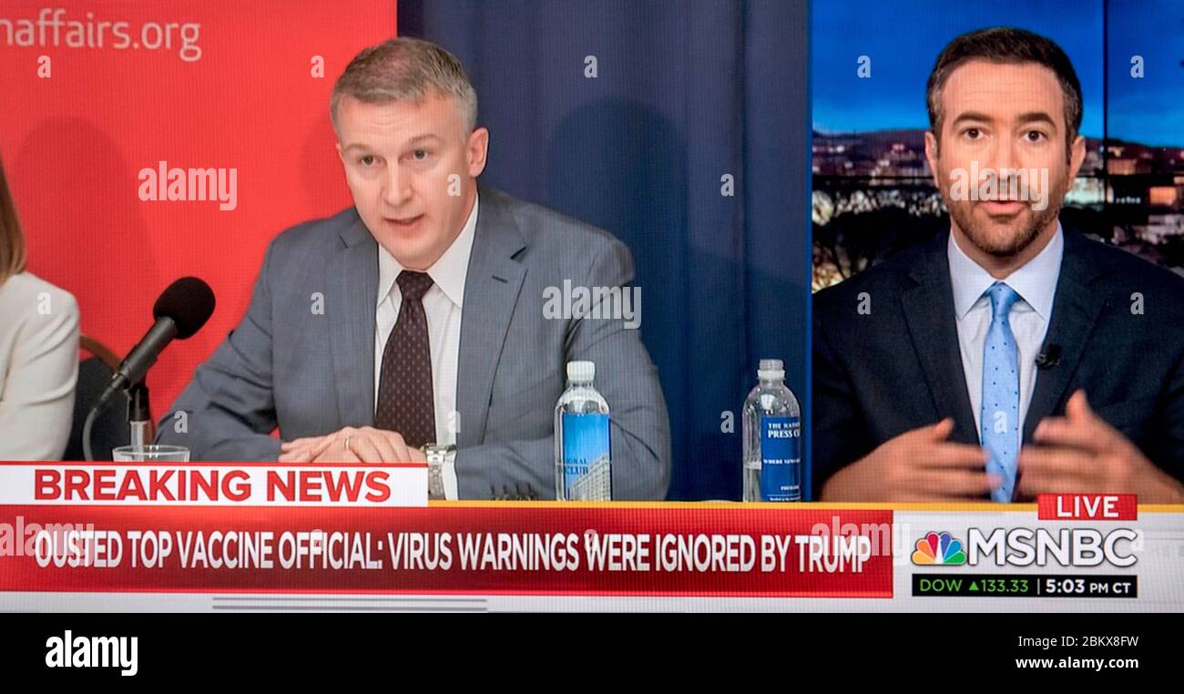Rick Bright May 05, 2020 - Washington, District of Columbia, U.S. - A split screen ...