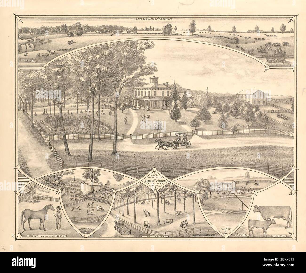 Illustrated atlas map of Cass County, Illinois carefully compiled from personal examinations