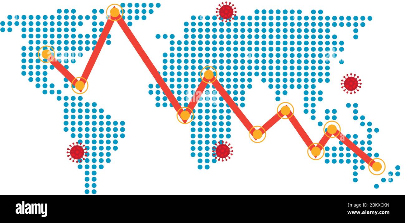 earth map with covid19 particles and statistics arrow Stock Vector ...