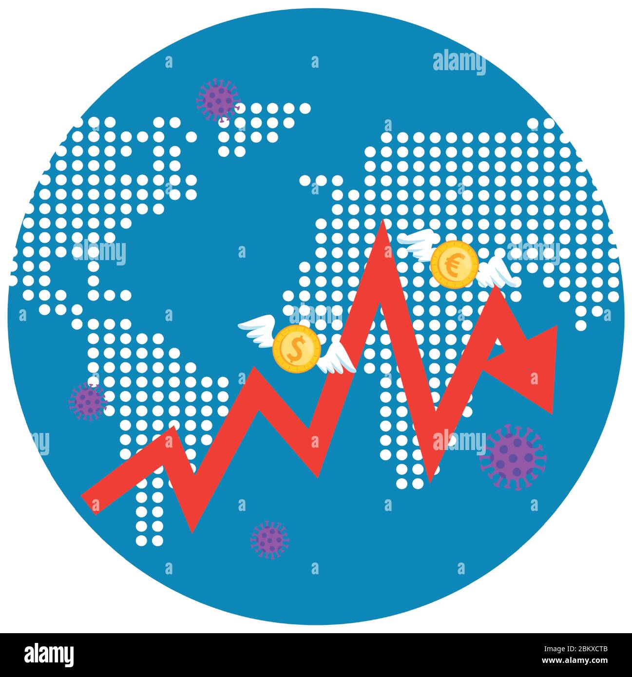 planet earth with covid19 particles and statistics arrows Stock Vector ...