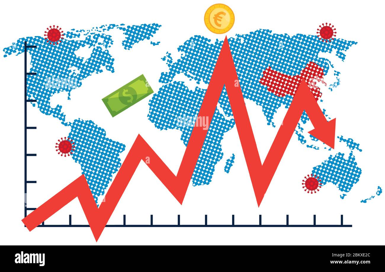 earth map of covid19 with statistics arrow and money Stock Vector Image ...