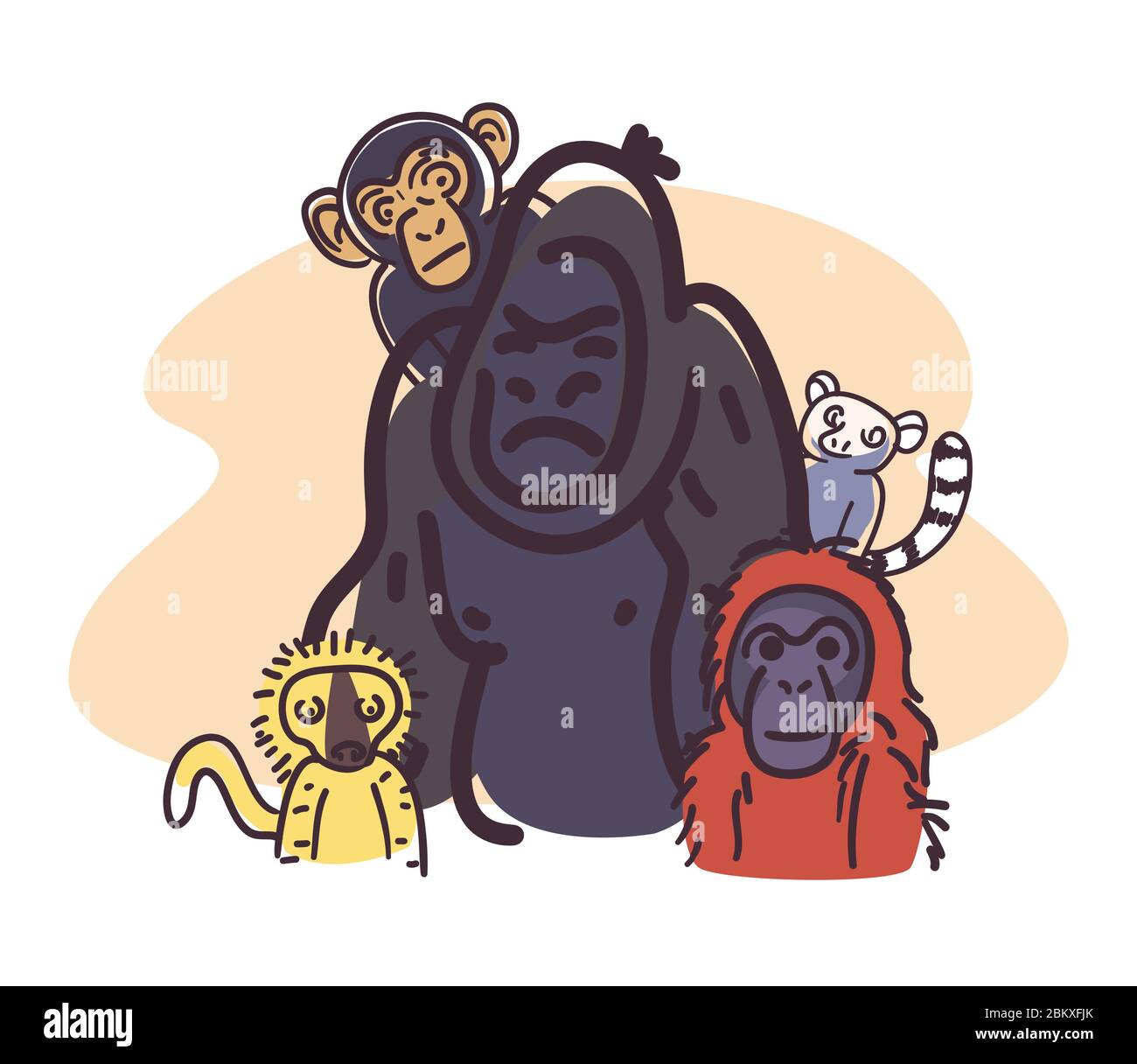 gorilla and animals cartoons design, zoo theme Vector illustration ...