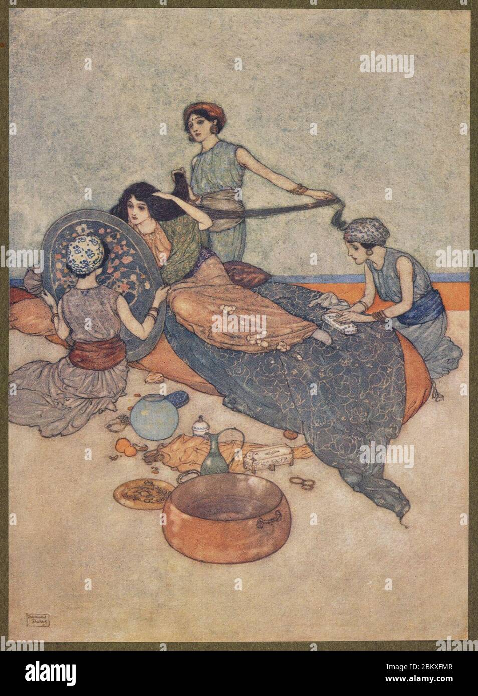 Illustration by Edmund Dulac from One Thousand and One Nights 16. Stock Photo