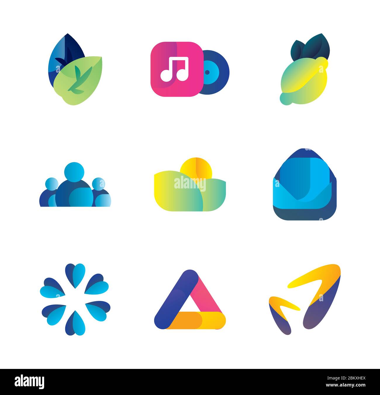 Abstract shapes gradient style icon set design, Logo brand and ...