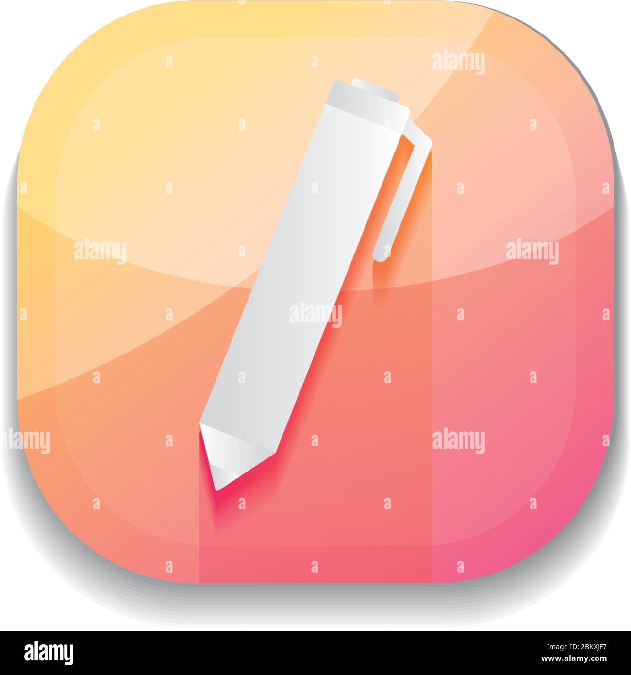 mobile app buttons concept, pencil icon over white background, detailed design, vector