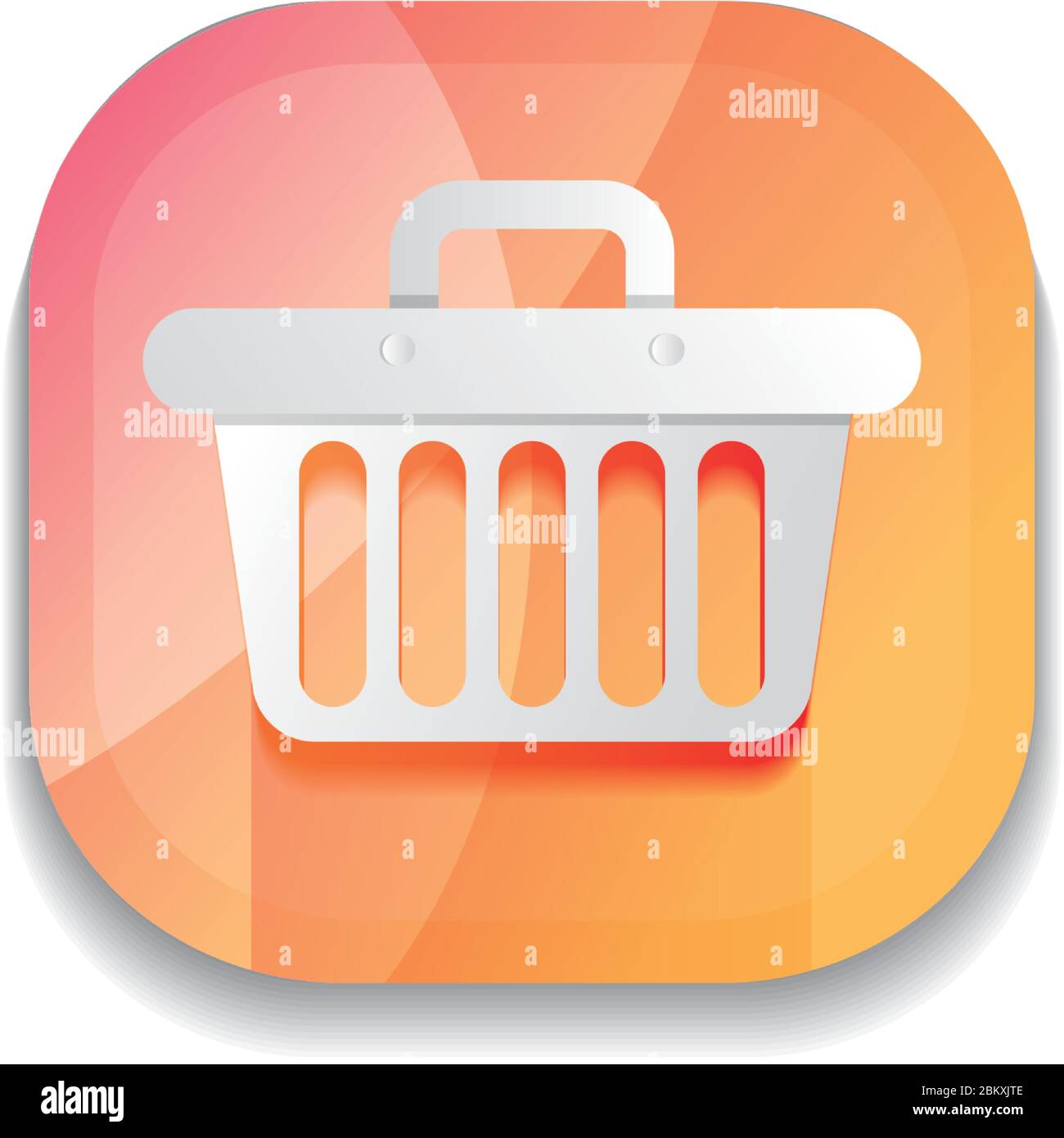 mobile app buttons concept, shopping basket icon over white background, detailed design, vector