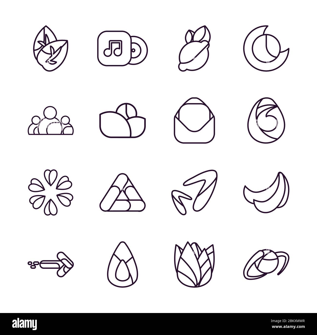 Abstract shapes line style icon set design, Logo brand and corporate ...