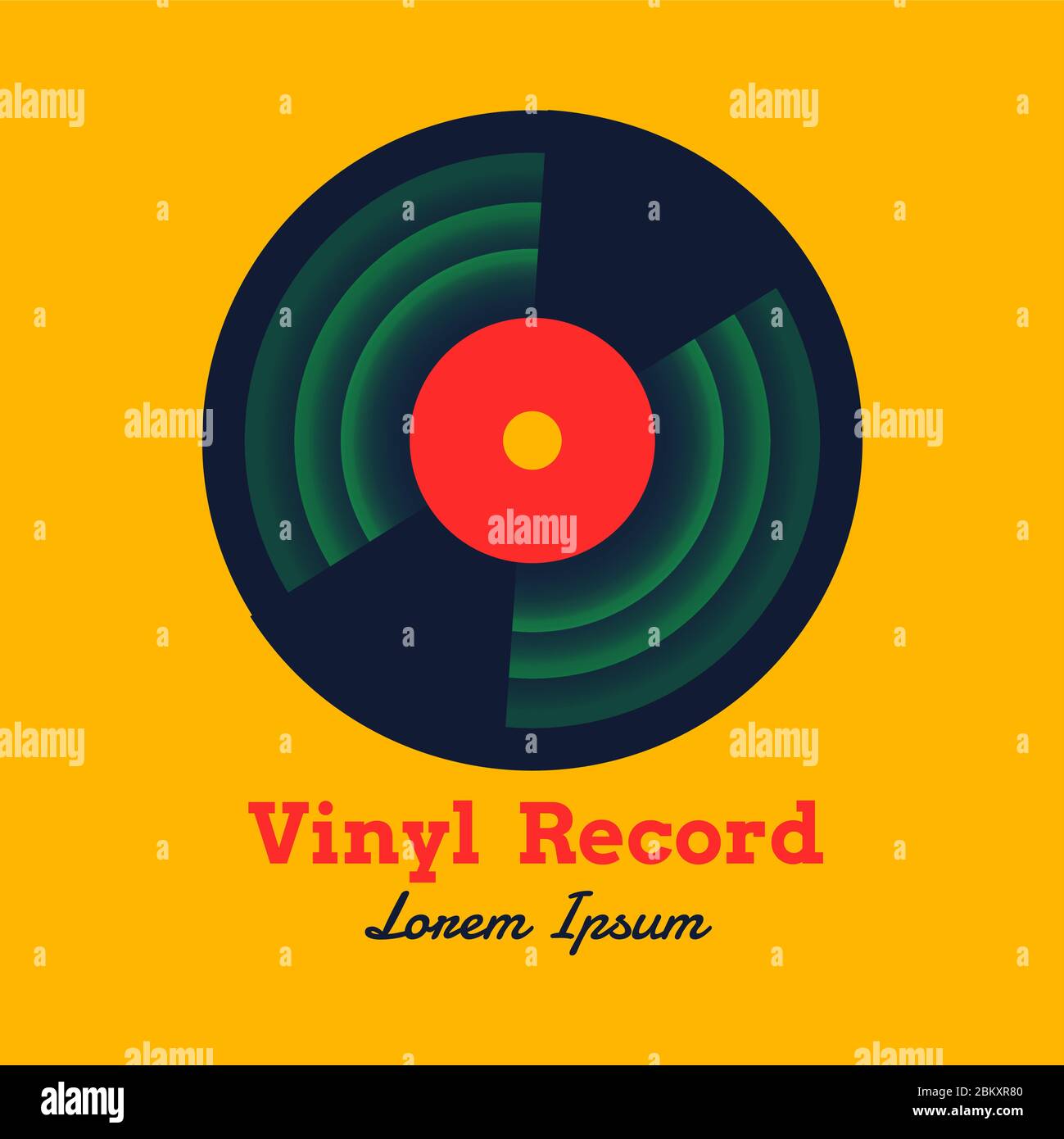 vinyl record music design vector illustration with yellow background graphic for logo,icon,etc. Stock Vector