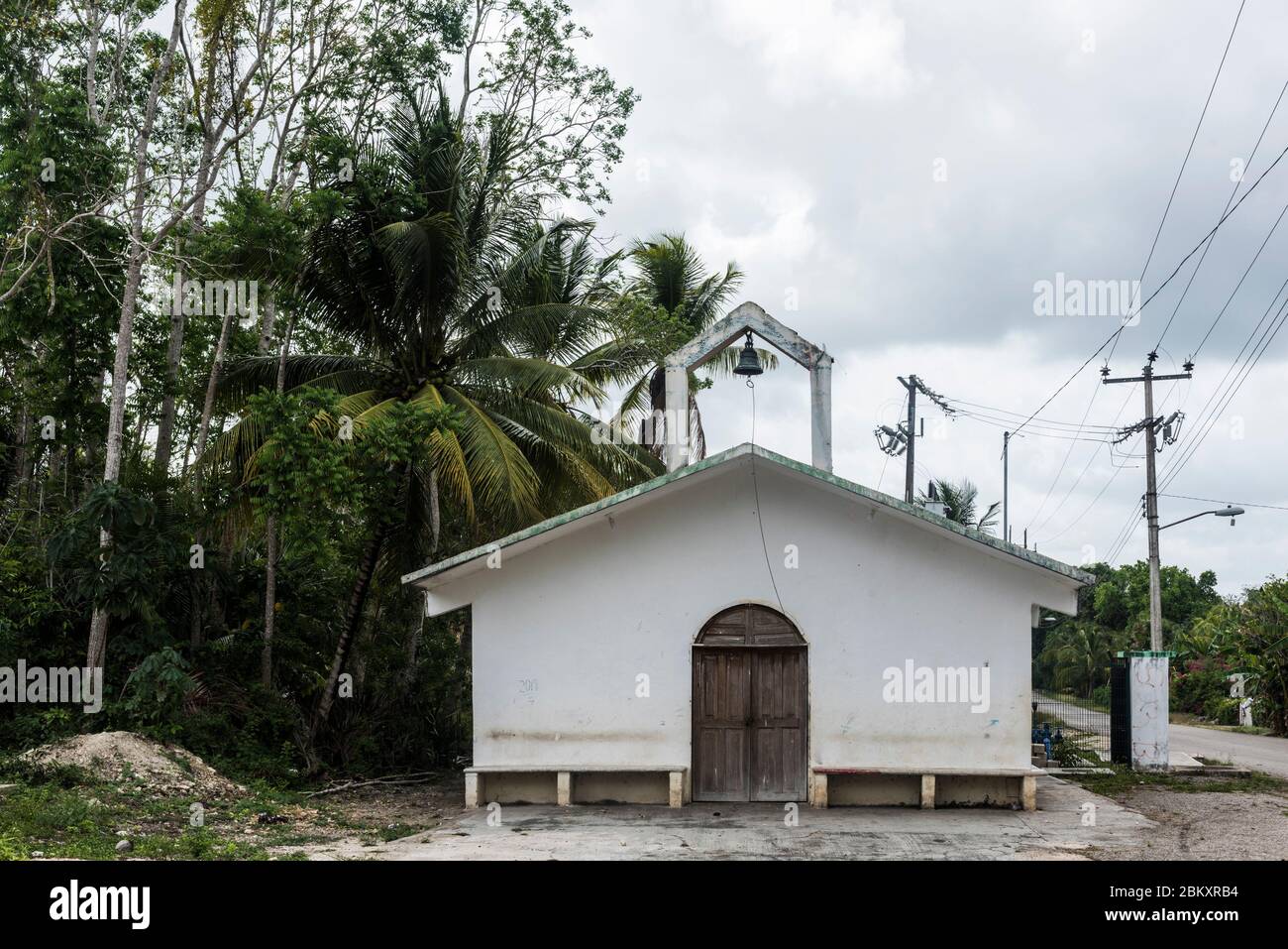 Mexican catholic chapel, at little village in Yucatan Peninsula Stock Photo