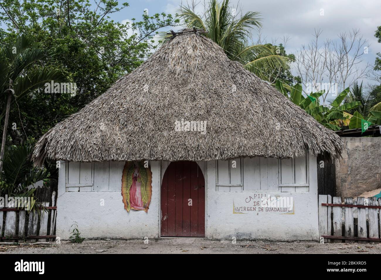 Mexican catholic chapel, at little village in Yucatan Peninsula Stock Photo