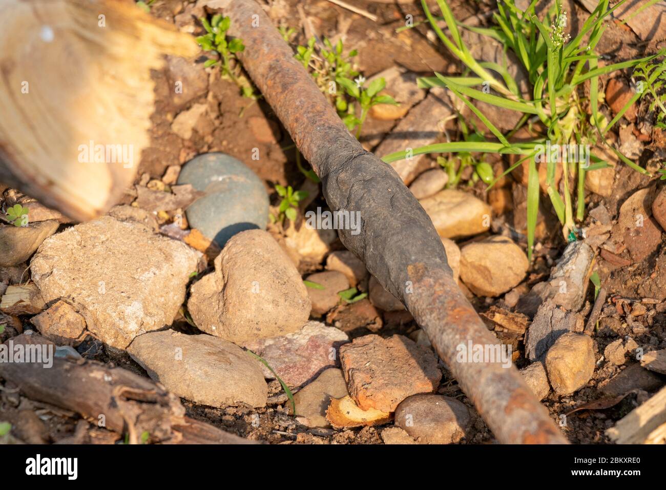 sealant applied on the corrosion steel water pipes to repair the leaky