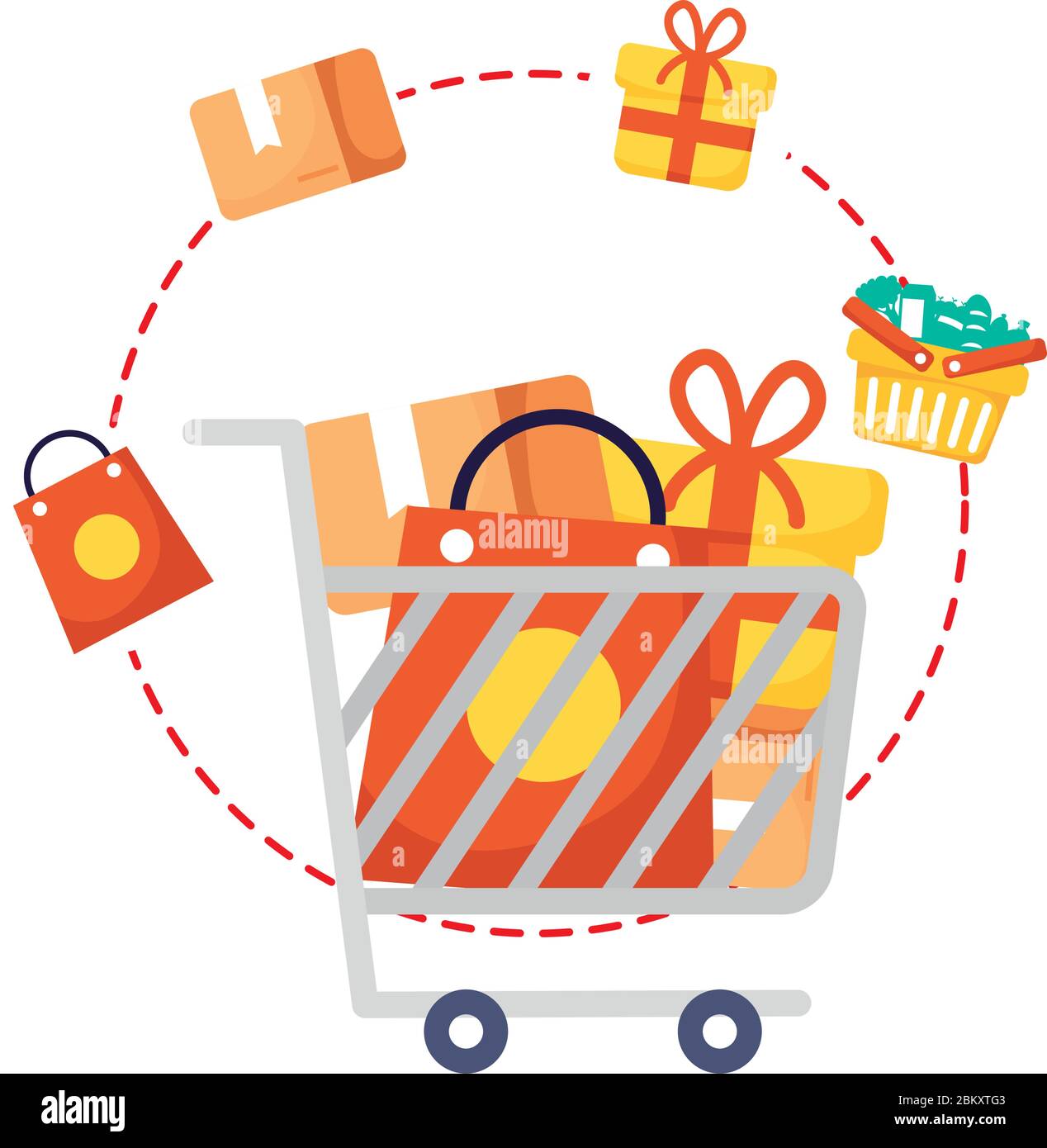 shopping cart with marketing set icons Stock Vector Image & Art - Alamy