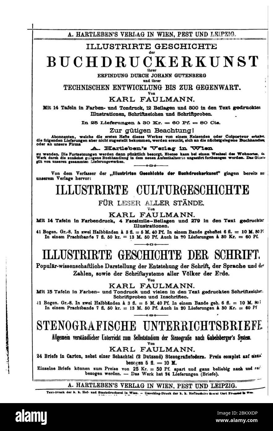 Illustrirte Geschichte der Buchdruckerkunst (Faulmann) 963. Stock Photo