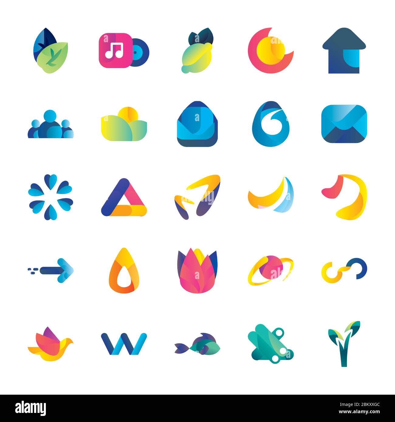 Abstract shapes gradient style icon set design, Logo brand and ...