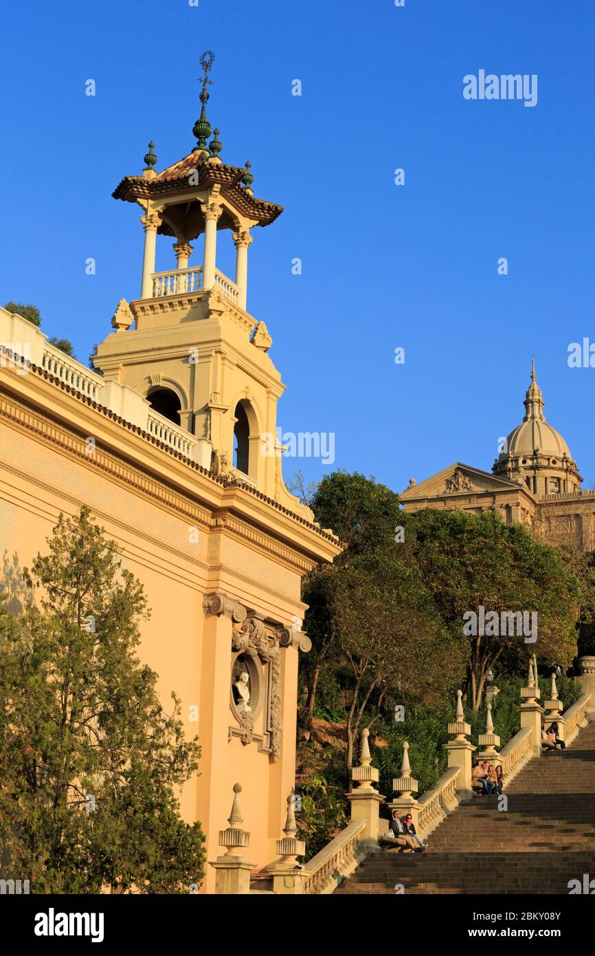 Alfons Palace, Montjuic District, Barcelona, Catalonia, Spain, Europe Stock Photo