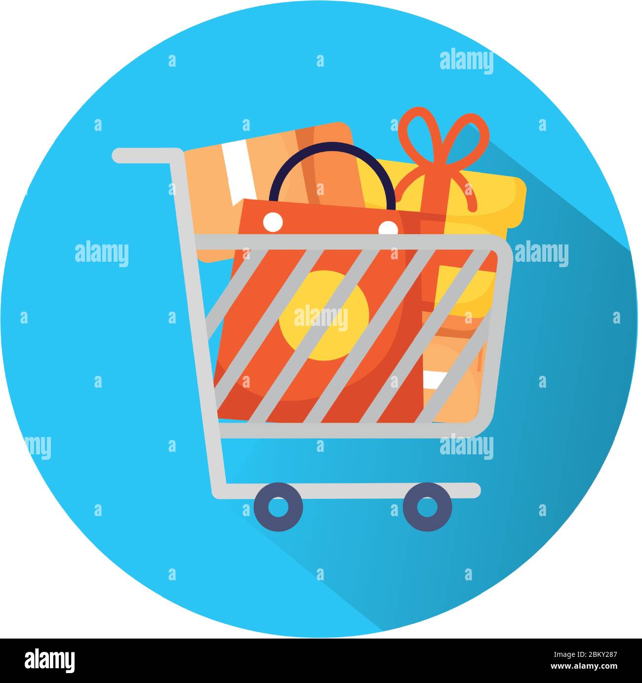 shopping cart with marketing set icons Stock Vector Image & Art - Alamy