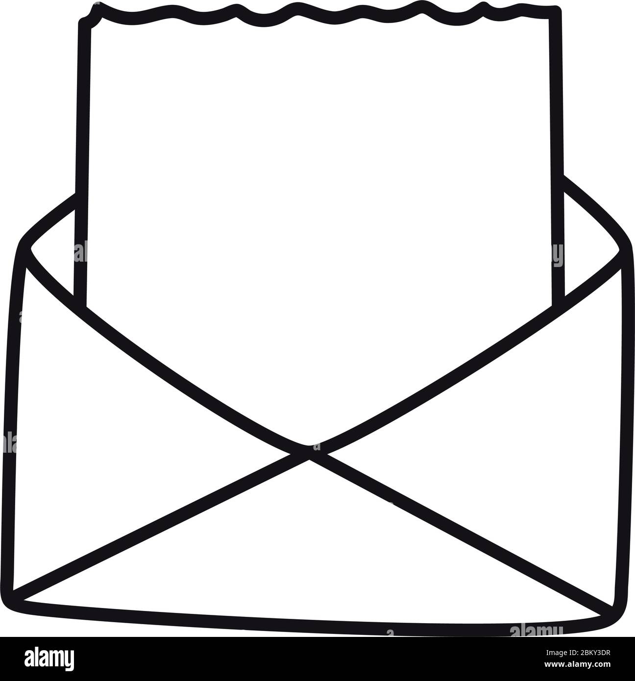 envelope with blank document icon over white background, line style ...