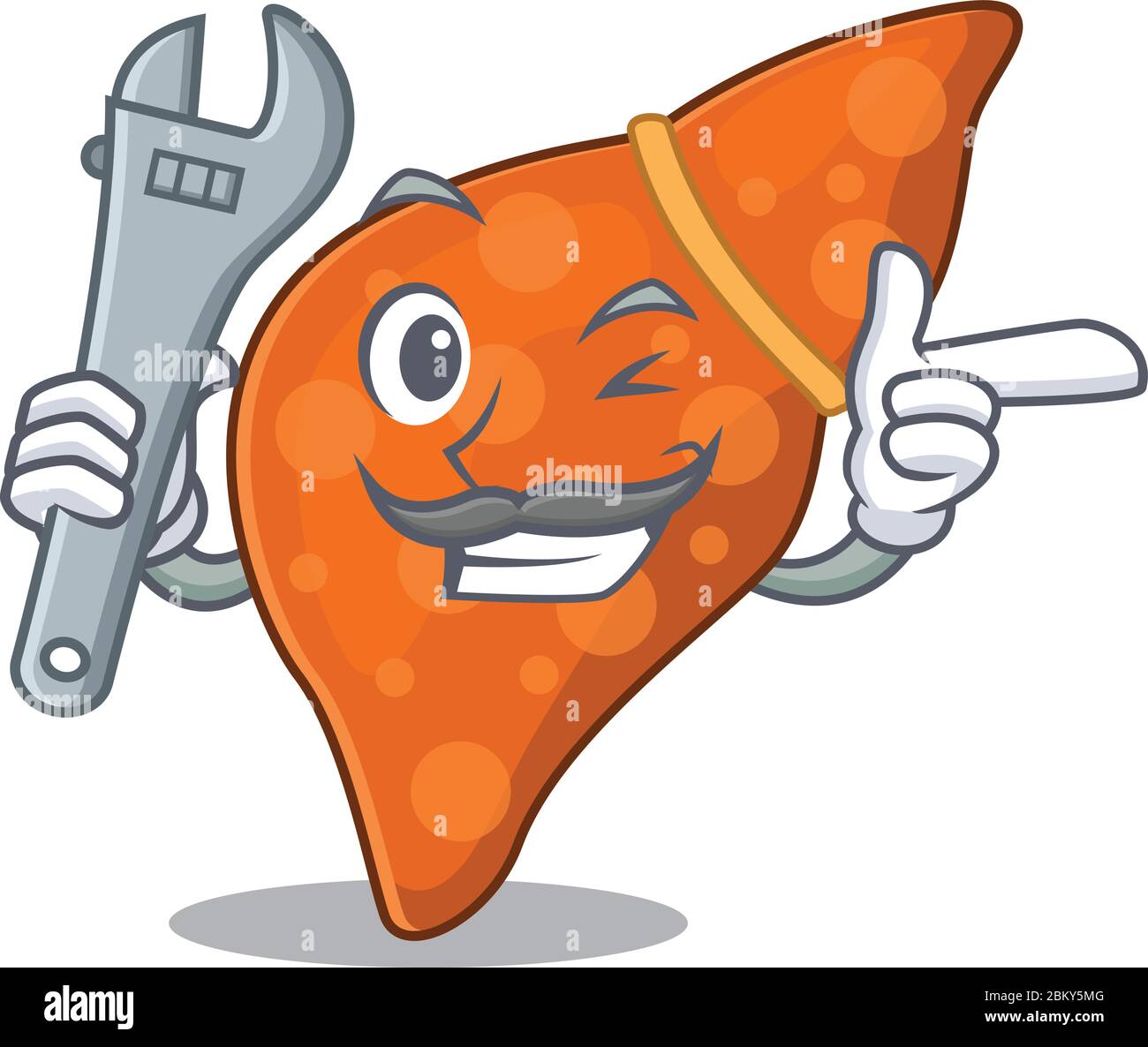 A picture of human hepatic liver mechanic mascot design concept Stock Vector