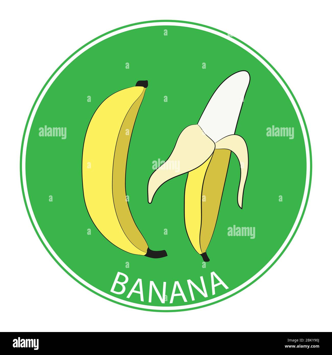 Sweet ripe banana logo design drawn by Vector illustration for logo