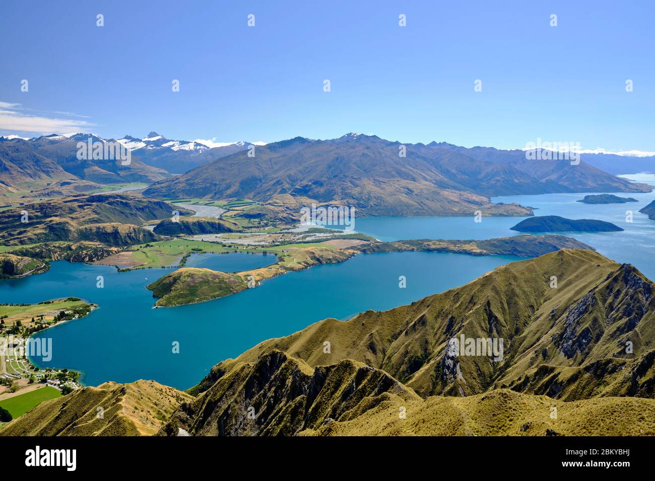 Views of Lake Wanaka from Roy's peak. Otago, South Island, New Zealand. Stock Photo