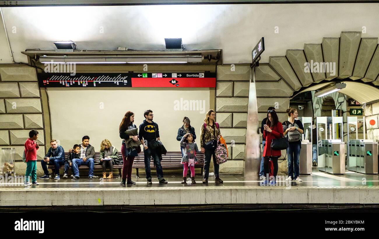 Universitat metro station, Barcelona, Spain Stock Photo