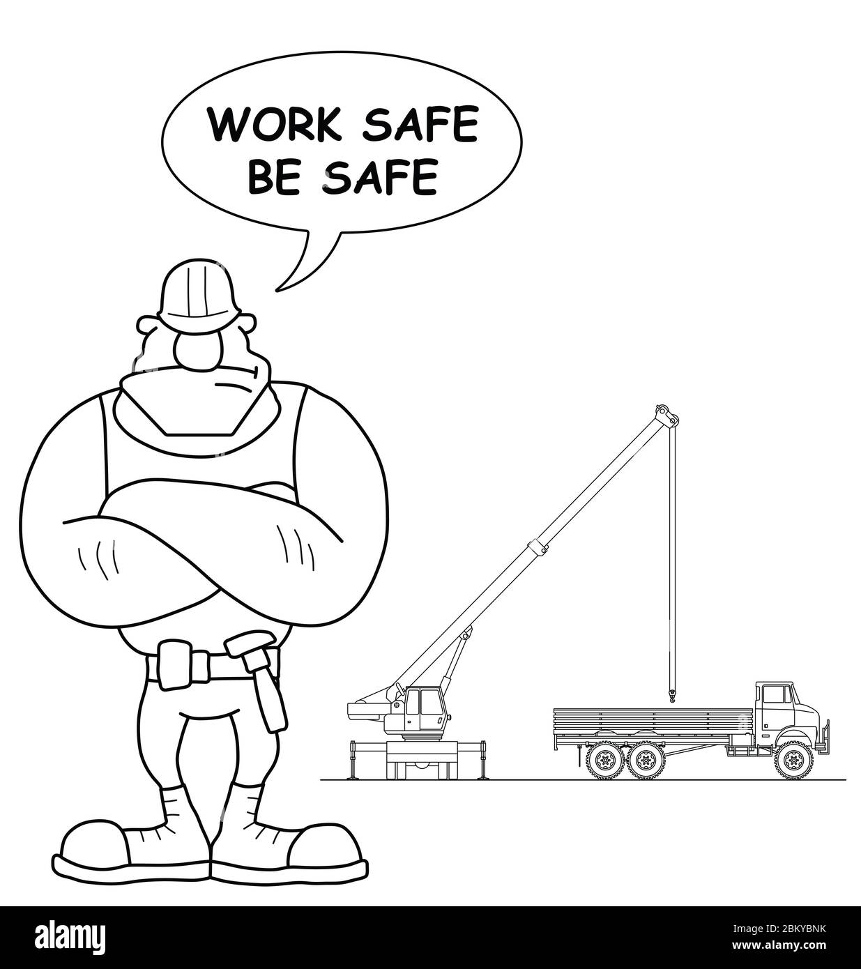 Building construction site health and safety work safe be safe message isolated on white