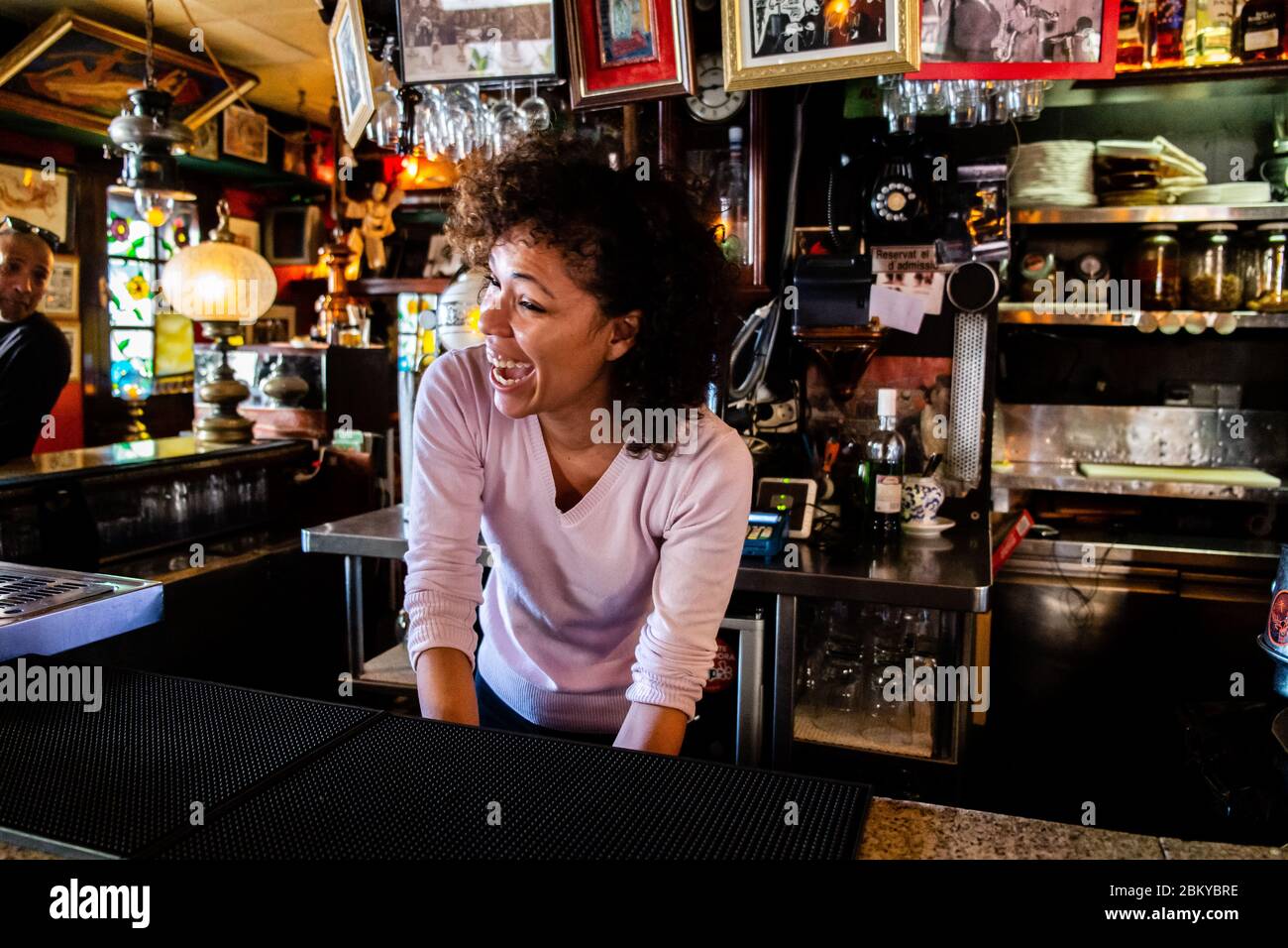 Bar Girl - Barcelona, Catalonia, Spain Stock Photo