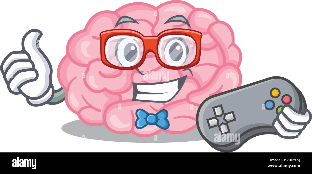 Mascot design concept of human brain gamer using controller Stock Vector Image & Art Alamy