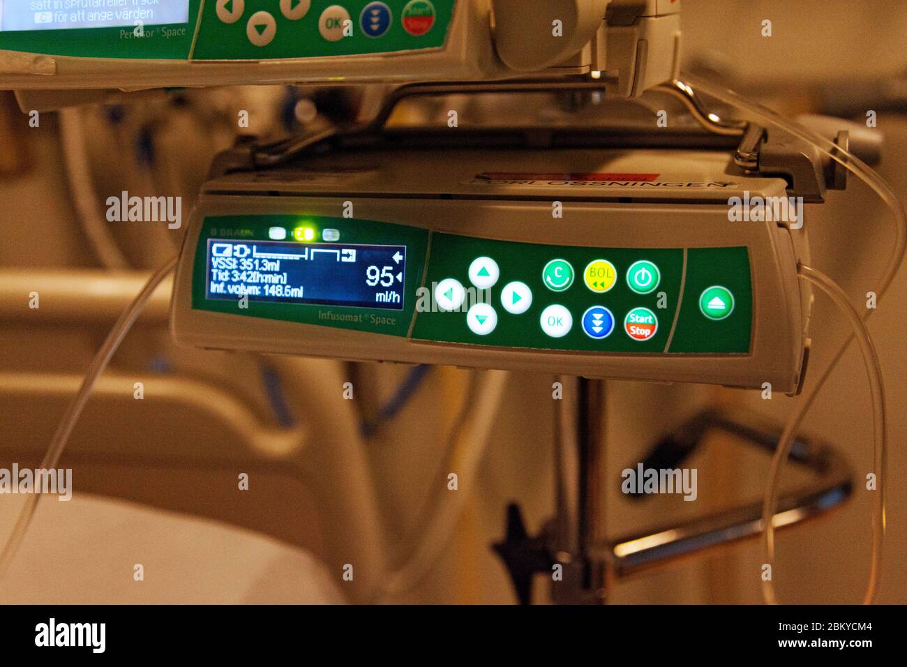 Umea, Norrland Sweden - March 11, 2020: computer for drip stand in hospital Stock Photo