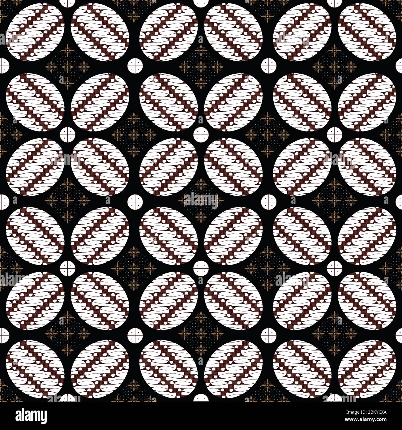 Elegant flower pattern on Java batik design with fabric black color design Stock Vector