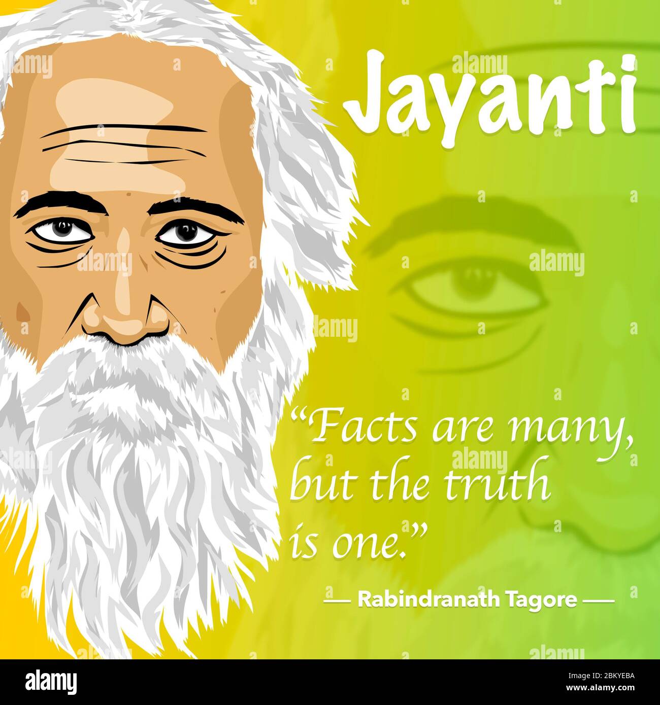 Vector Illustration of Rabindranath Tagore is on old library with annually celebrated cultural festival Stock Photo
