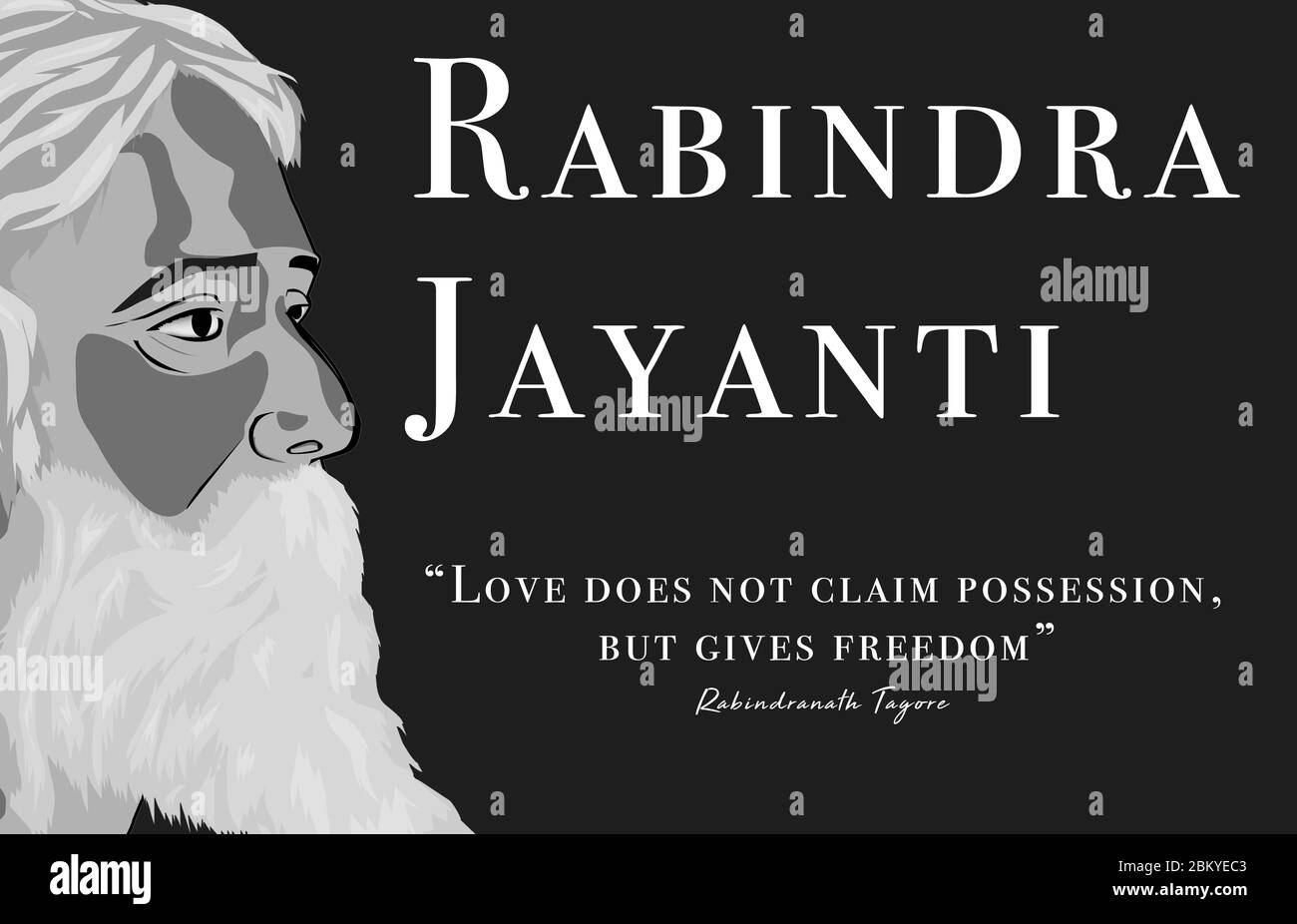Vector Illustration of Rabindranath Tagore is on old library with annually celebrated cultural festival Stock Photo