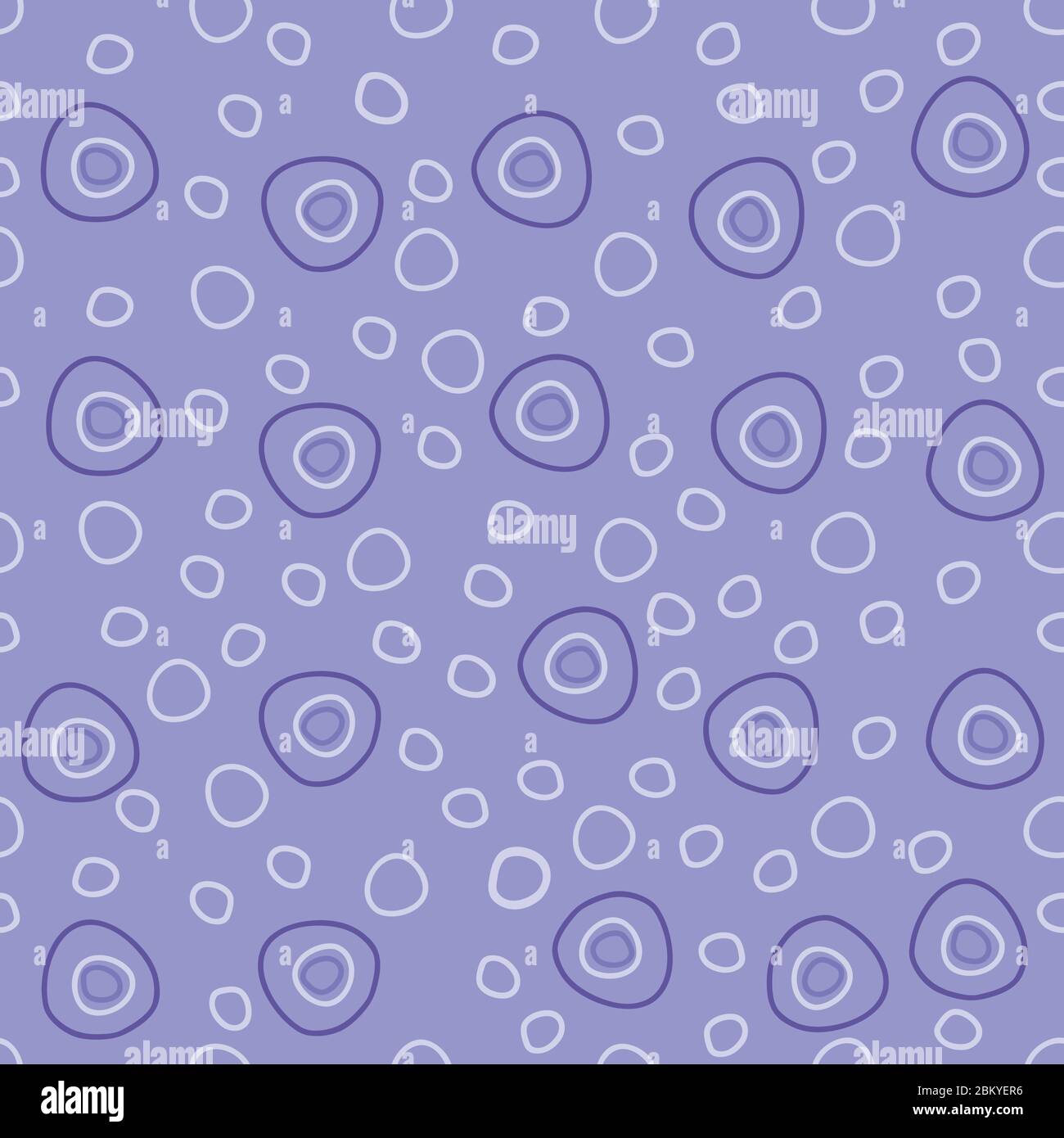 Pebbles fun dots and circles in a monochromatic blue color scheme background seamless repeat vector pattern surface design Stock Vector