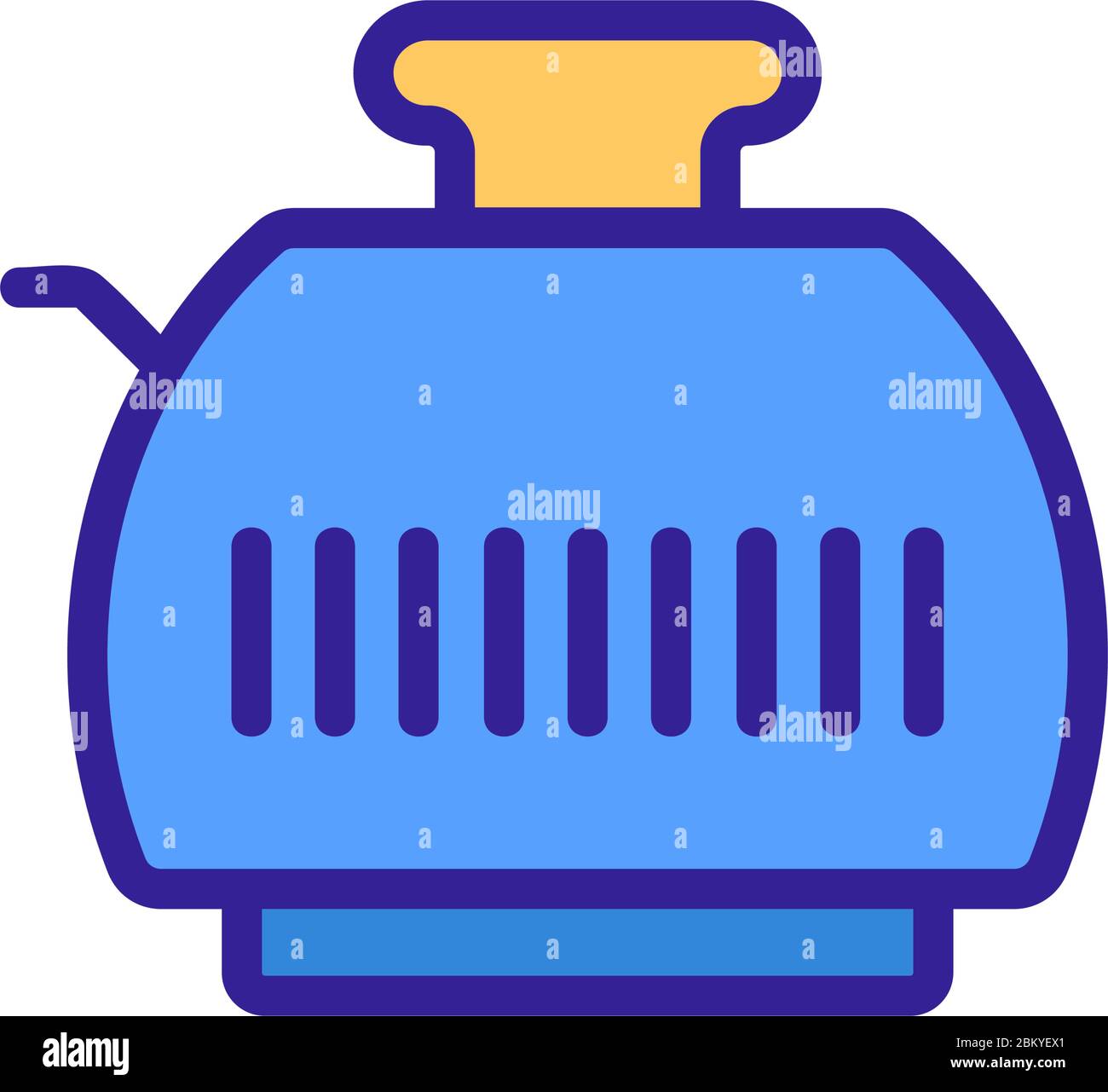 rear view of toaster with toast icon vector outline illustration Stock Vector