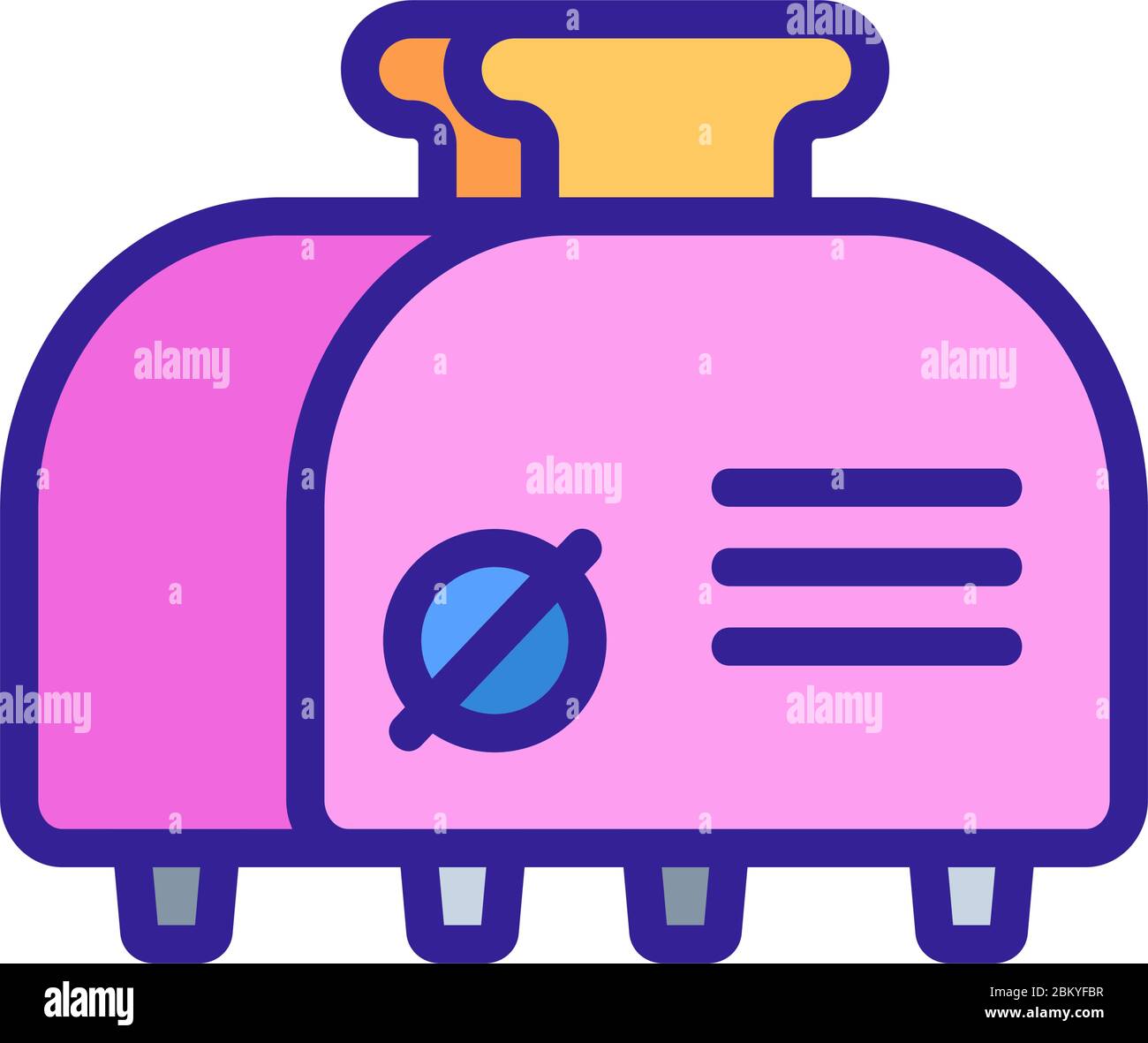 automatic toaster with two slices of bread on timer icon vector outline ...