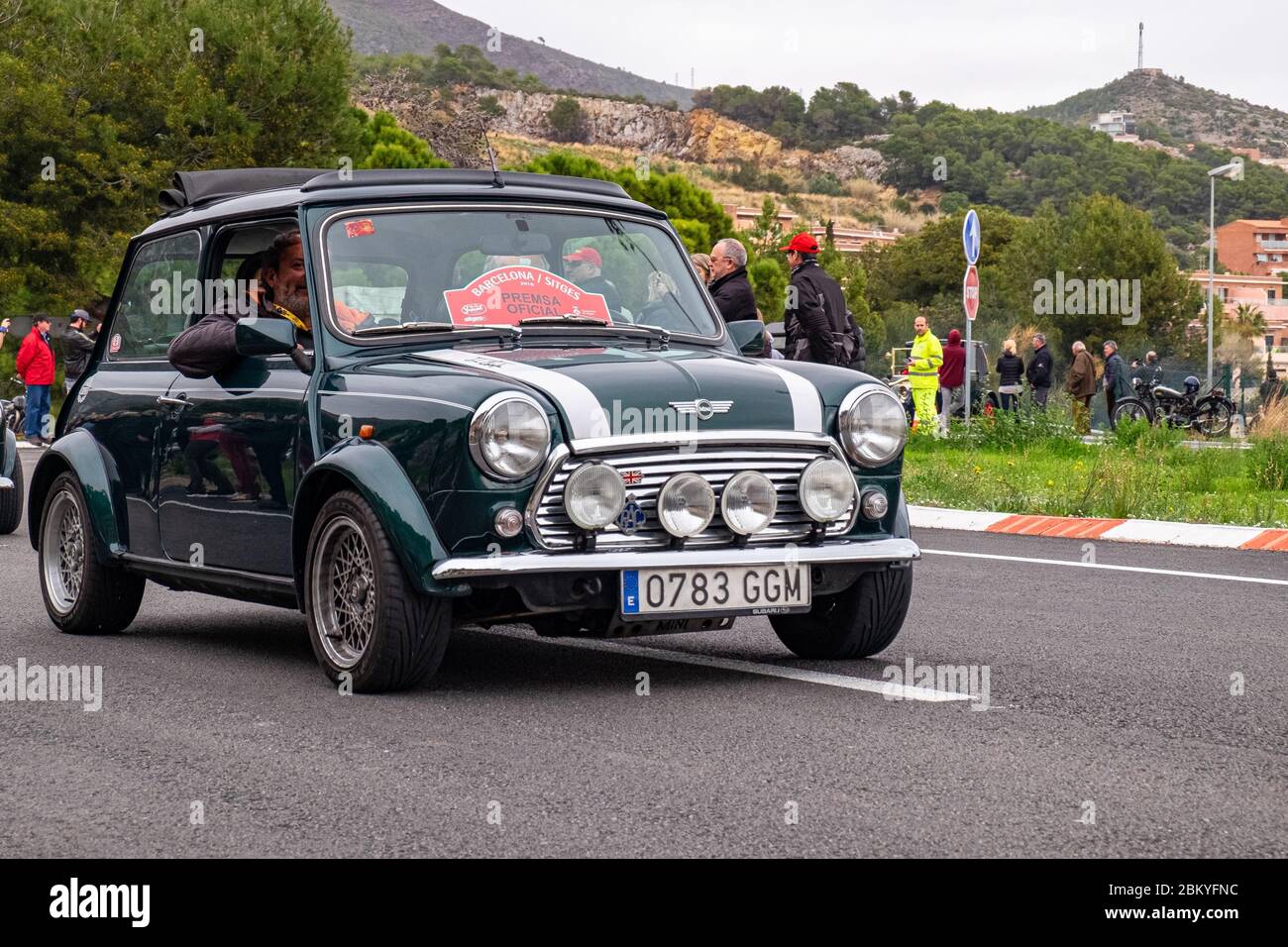 MARCH 2018: Mini Cooper, 60 Th edition international vintage car rallye Barcelona Sitges Stock Photo