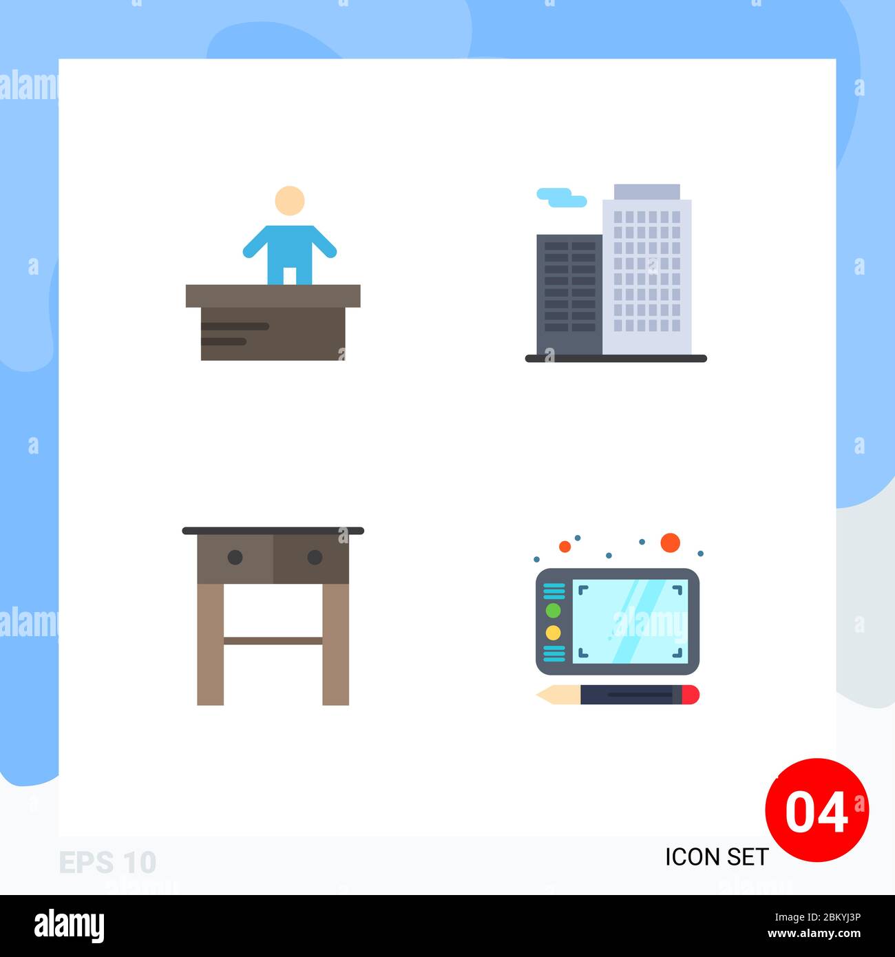4 Universal Flat Icons Set for Web and Mobile Applications cashier, table,  worker, house, draw Editable Vector Design Elements Stock Vector Image & Art  - Alamy