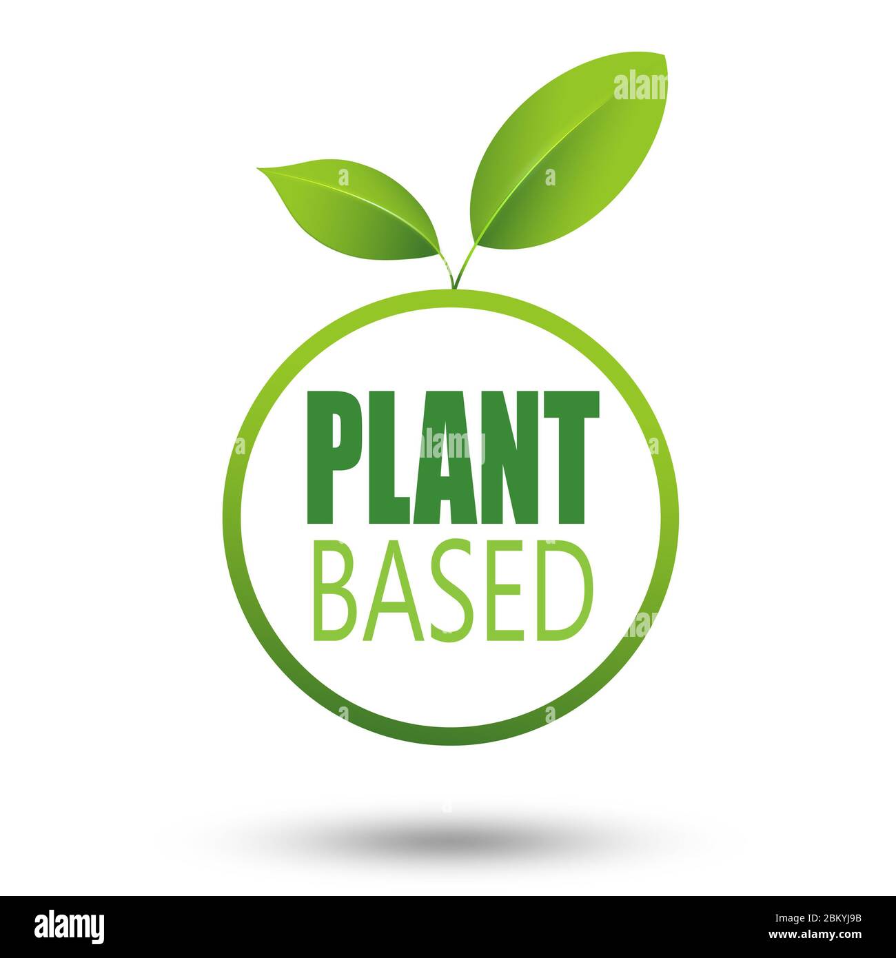 Plant based badge eco icon. vegetarian symbol logo leaf plant sign,illustration Stock Photo
