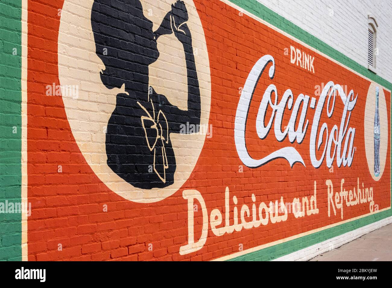 Coca-Cola mural in historic downtown Fort Gibson, Oklahoma. (USA) Stock Photo