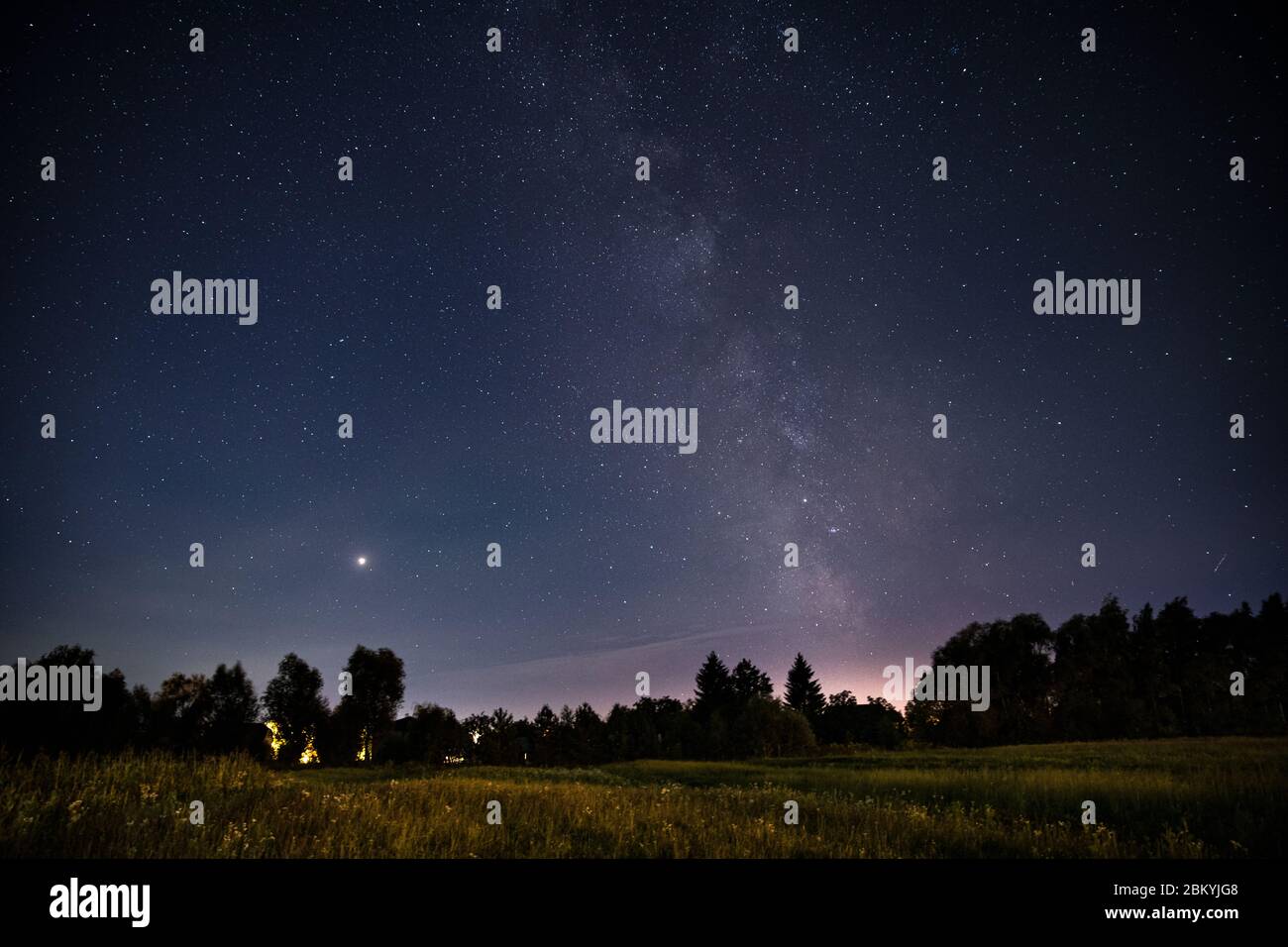 Milky way starry sky background summer landscape Stock Photo - Alamy