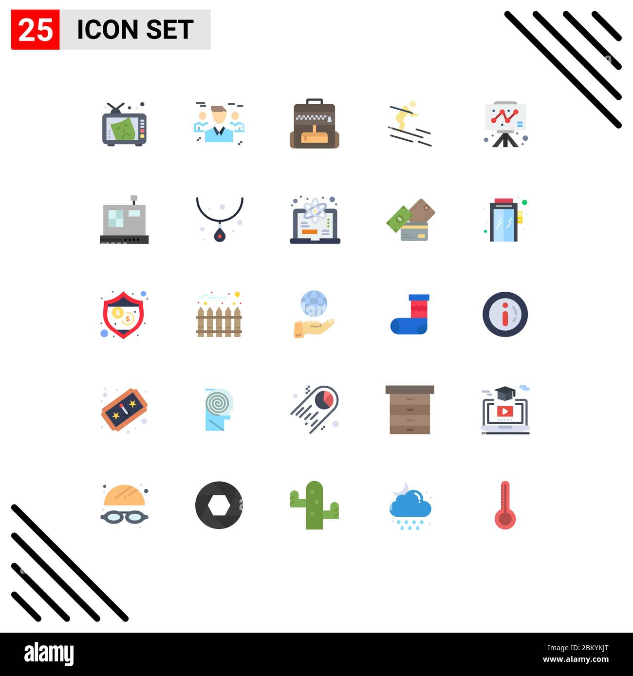 25 Creative Icons Modern Signs and Symbols of board, skiing, people, ski, school Editable Vector Design Elements Stock Vector
