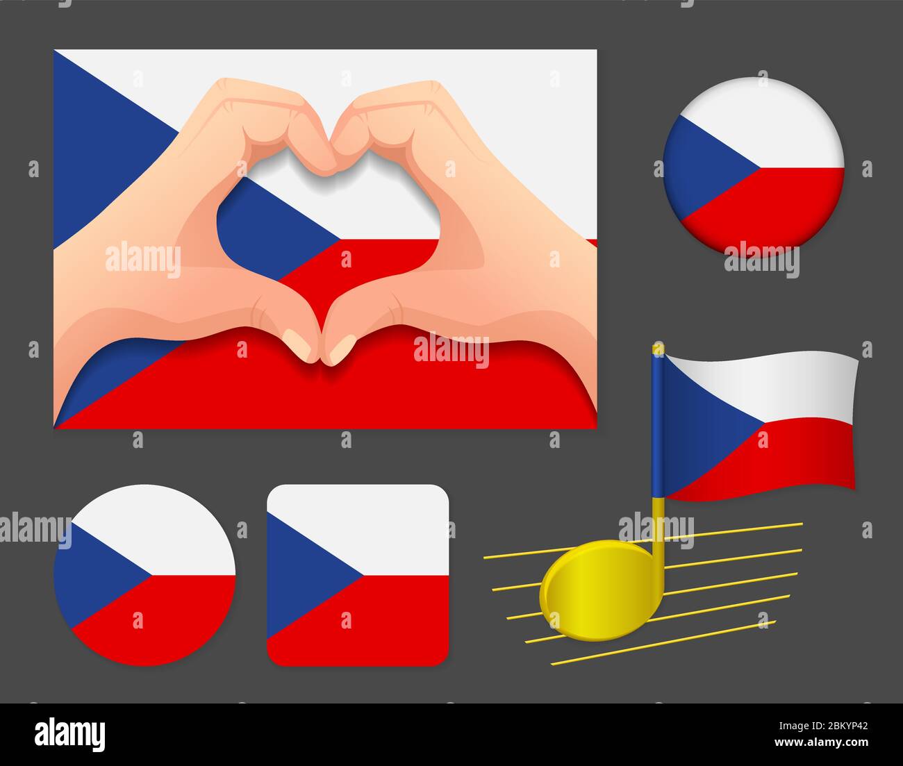 Czech Republic flag icon. National flag of Czech Republic vector ...